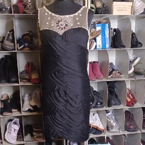 New Scarlett Nite Black Dress with Embellished Bodice Size 12